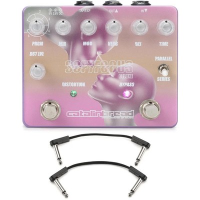Catalinbread Soft Focus Deluxe Multi-effects Pedal with EBS Flat Patch Cables -