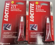  Lot of 2 Loctite 271 Threadlocker, Red High Strength, 6 ml Tube, 487232 New