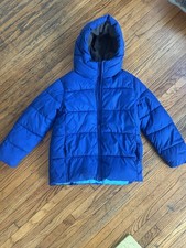 Gap Kids Boys Blue Puffer Coat With Matching Hat/gloves, Size M, EUC
