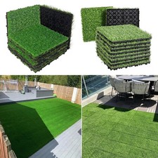 11x Artificial Grass Garden Floor Deck Tiles Turf Realistic Lawn Fake Carpet Mat