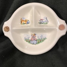 3 SECTION DIVIDED CHILDS FOOD BOWL Vintage Divided Warming Dish