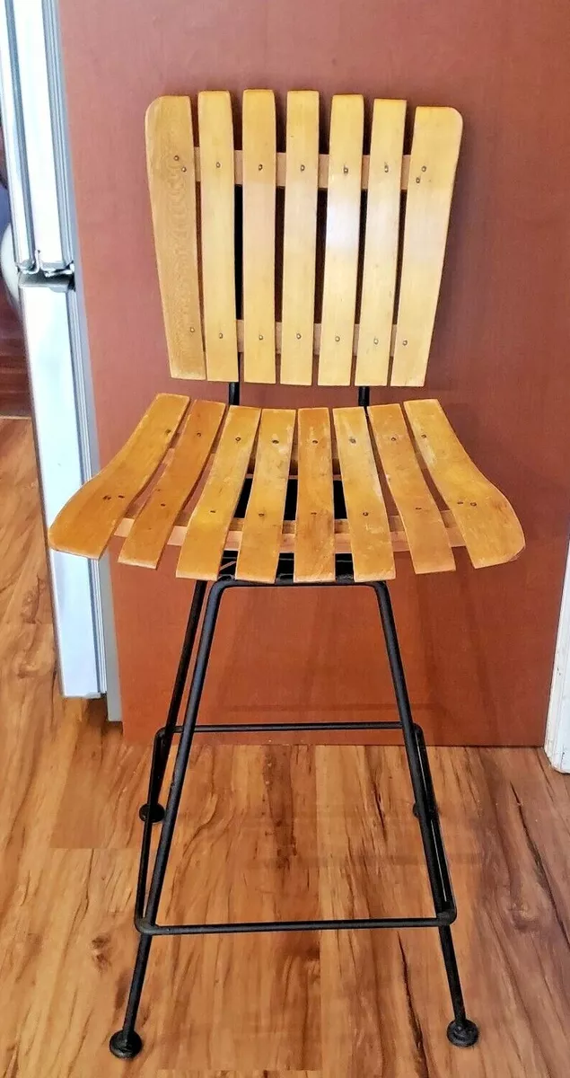 Vintage wood slat bar stools clearance