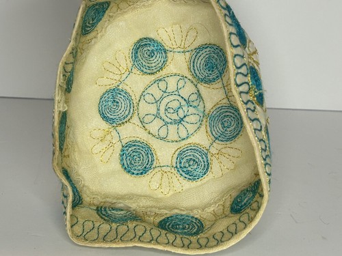 Gorra Kufi Muslim Niños? Gorro de oración 6 pulgadas bordado oro verde azulado - Imagen 2 de 6