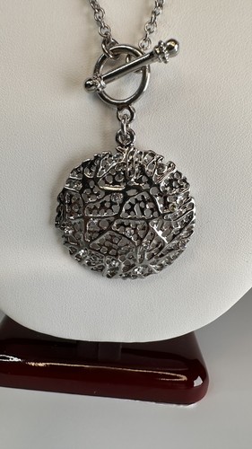 Cookie Lee Necklace Branch Crystal Silver Toned Toggle Round 31” Long - Picture 13 of 21