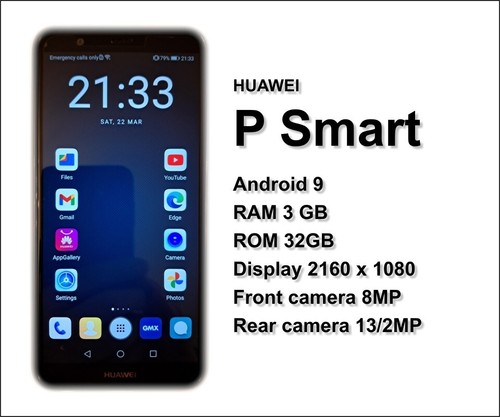 Huawei P Smart - 32GB - Blue, Unlocked, Single SIM - Zdjęcie 2 z 4