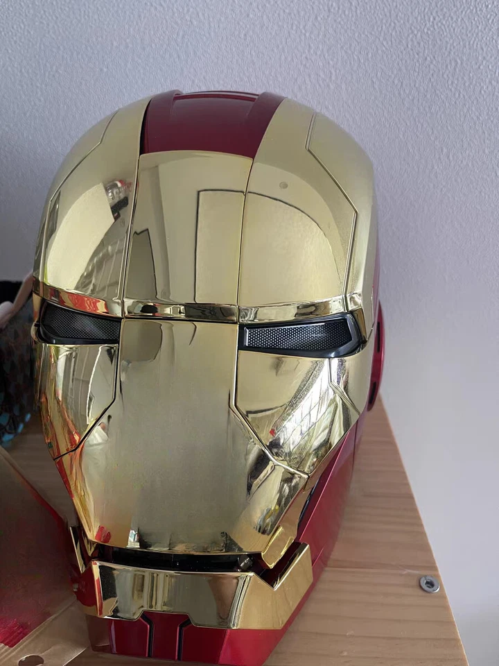 Casco portátil con control de voz deformable Jarvis 1:1 Iron Man MK5 galvanizado Foto 4 de 4