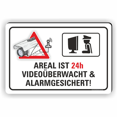 Videoüberwachung Schild Achtung Areal Gelände ist videoüberwacht Alarmgesich VÜ9