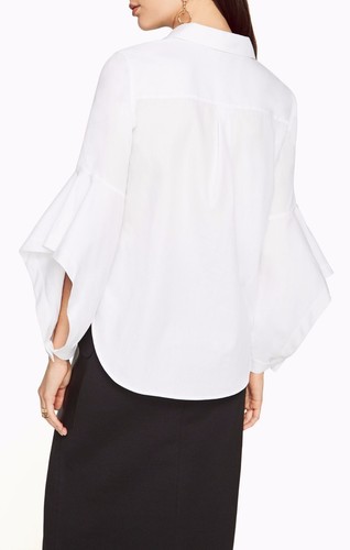 NEW BCBGMAXAZRIA WHITE THELMA RUFFLED-SLEEVE SHIRT SAA1X990/S623A SIZE XXS - Picture 5 of 5