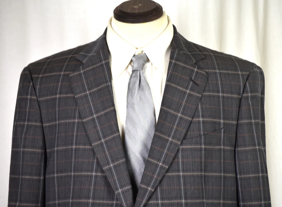 Abrigo deportivo chaqueta ribete 44 R ETRO Milano color topo ventana lana con forro de seda Foto 2 de 4