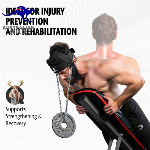 Neck Harness for Weight Training & Injury Recovery, Long Steel Chain and D-Rings - Picture 5 of 12