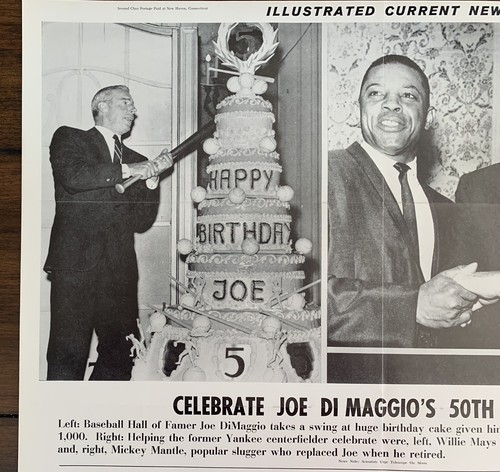 Joe DiMaggio Mickey Mantle Willie Mays 1964 Illustrated Current News Poster - Picture 2 of 7
