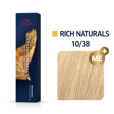 Wella Koleston Perfect Me Permanent Hair Color 10/38 Lightest Blonde/Gold Pearl