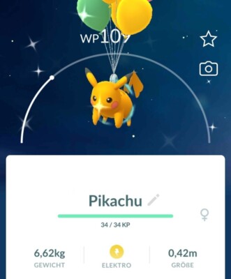 Glänzendes grüner Balon Pikachu Pokemon Trade Go Shiny