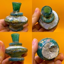 WONDERFUL MUSEUM QUALITY ANCIENT ROMAN IRIDESCENT GLASS MEDICINE BOTTLE 