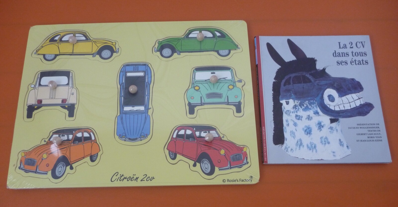 Livre Citroën 2CV d'exception avec son puzzle en bois d'artisanat de collection