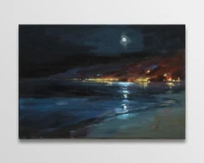 Seascape painting Original art Impressionism Oil on canvas by S. Chernyakovsky