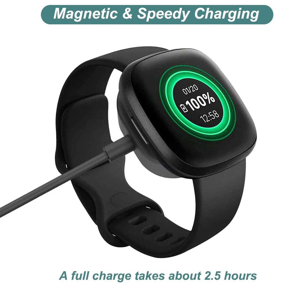 Caricatore Veloce Sinoacc Caricabatterie Per Fitbit Versa 4 &amp; Sense 2, Cavo Di Fitbit Sense