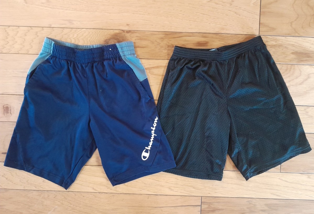 Set Of Champion Boy Medium Athletic Gym Mesh Shorts Navy, Black
