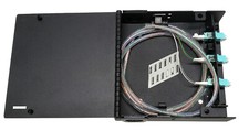 6 Fiber Wall Mount, 3 LC OM3 Duplex Adapters, Multimode 50/12 Pigtails, 12f Chip