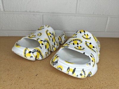 Champion Meloso Squish Smile/Smiley Face White/Yellow Slides  display picture 3