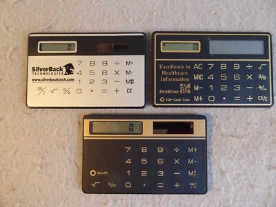 3 Calculators Credit Card Size Solar Power McGraw Hill Silver Back Technologies