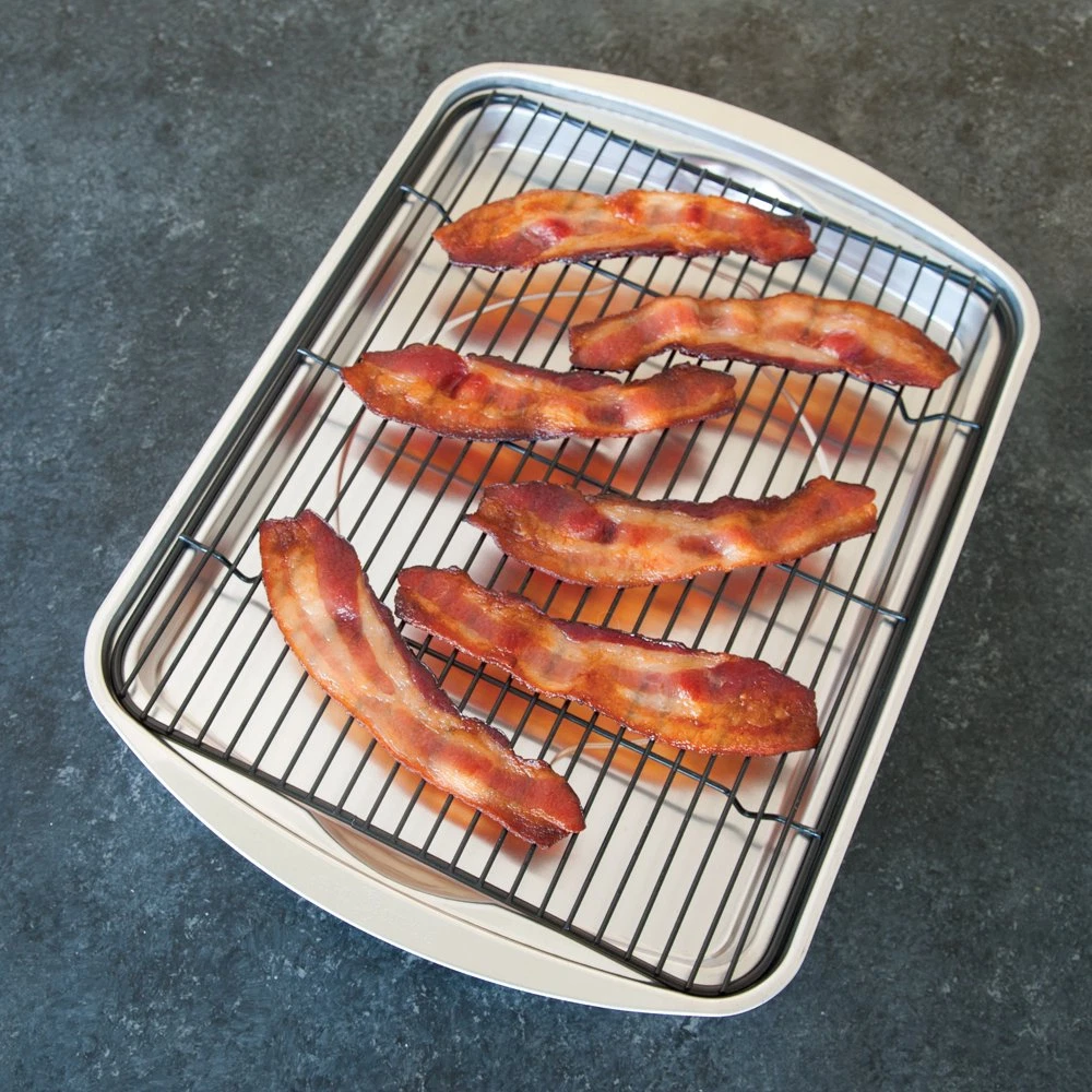 Aluminum Oven Bacon Pan with Nonstick Nesting Rack Oven-Baked Bacon Kitchen