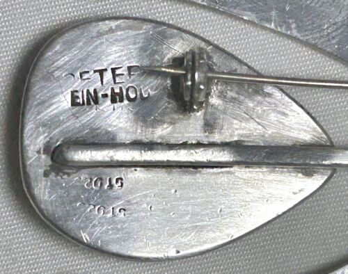 Vintage MCM Peter Ein-Hod Sterling Silber & Emaille Anstecknadel Modernist Design - Bild 3 von 3