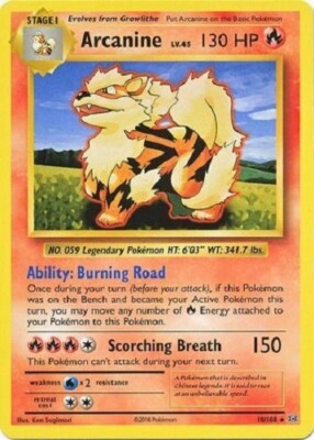 Pokemon - Arcanine 18/108 - XY Evolutions Rare NM - Plus Free Holo