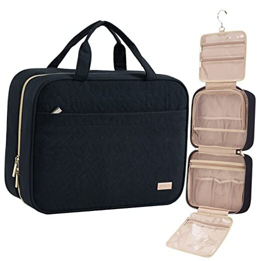 Women's Large Black Hanging Travel Toiletry Bag - Portable Organizer