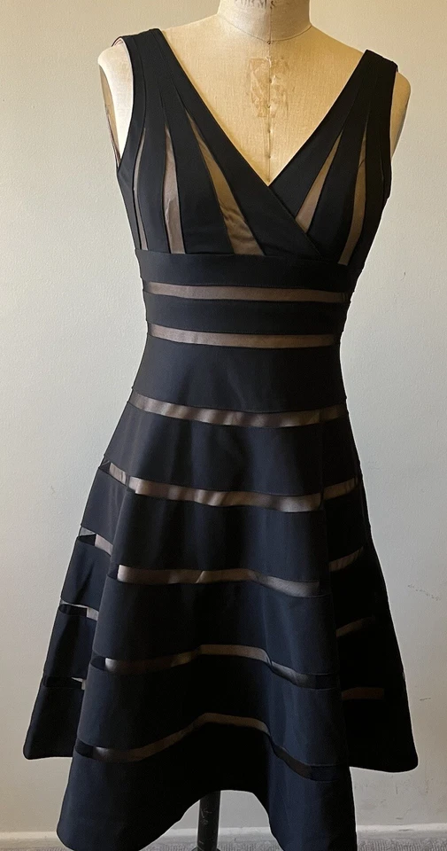 Vestido Retro Columpio Negro Elastizado Cóctel Fiesta Boda Mujer S 2/4 Totalmente Forrado Foto 2 de 4