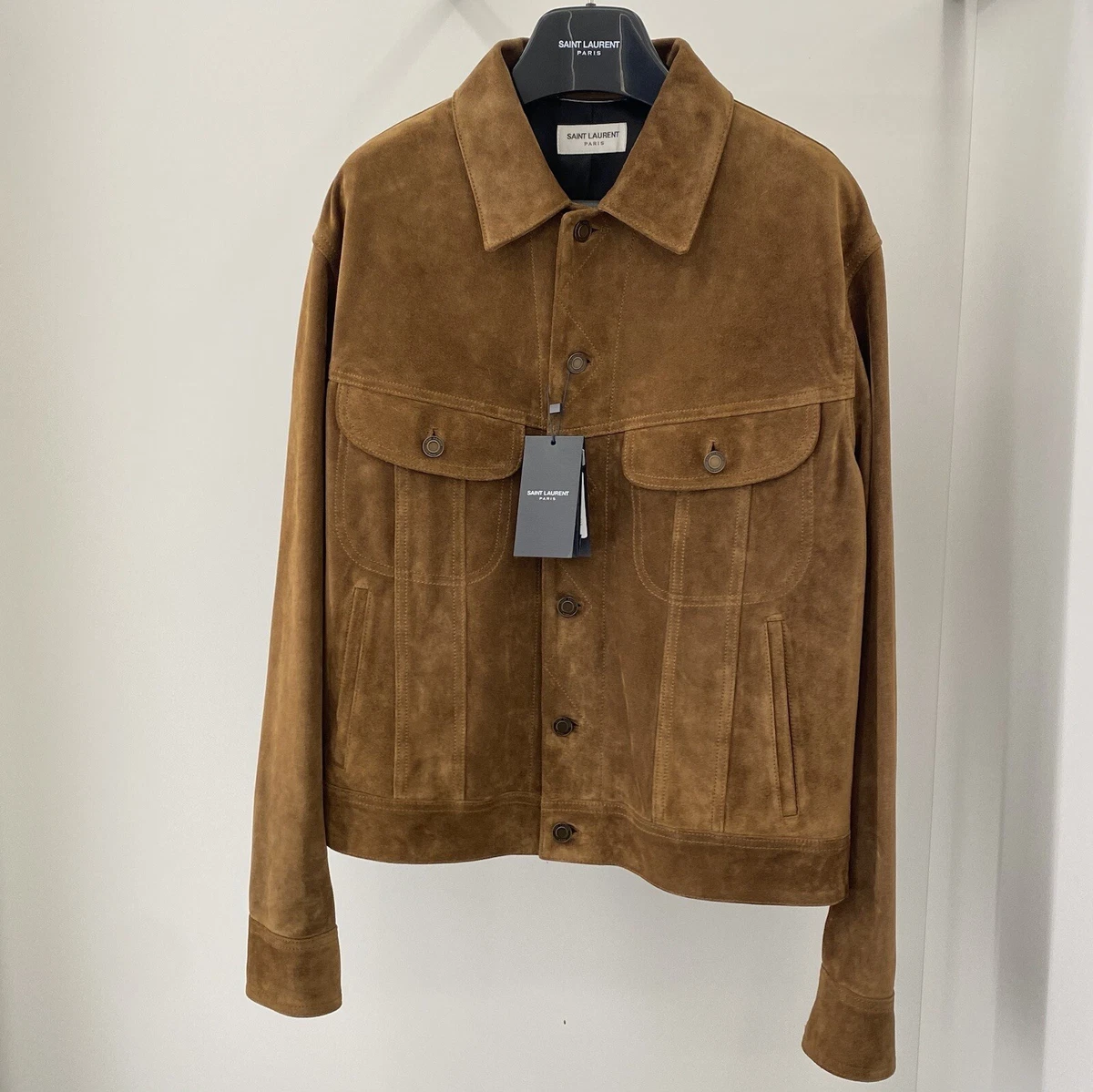 Saint laurent suede trucker clearance jacket