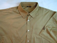 MARBAS ITALY Button Front Shirt XL Super Fine Cotton Tan Camel Short Sleeve Mens