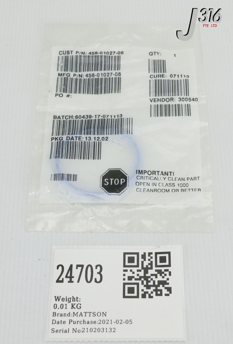 24703 MATTSON O-RING 1.734 ID X.139W FLOROSI (NEW) 456-01027-06 | eBay