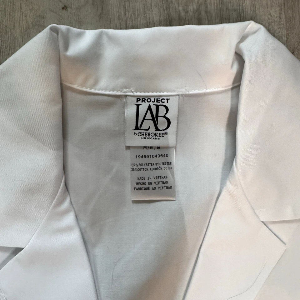 Cherokee Scrubs Men's 38" Lab Coat Style CK412 White Size M NWT - Image 2 of 4