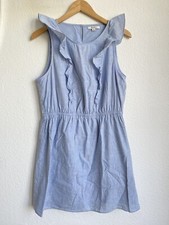 Madewell Women's size 10 Bellflower Ruffle Dress Chambray Blue Mini