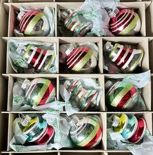 12 MEDIUM Shiny Brite Christopher Radko Christmas Ornaments Figural Rounds Lime