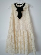 Zara Cream Lace Dress With Bow Size M