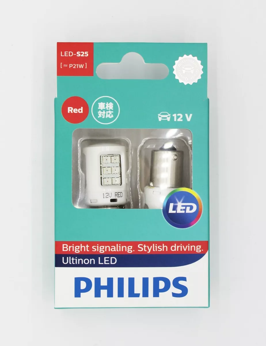 PHILIPS P21W LED 12V BA15s S25 RED LIGHT 11498ULR brake lamp auto light