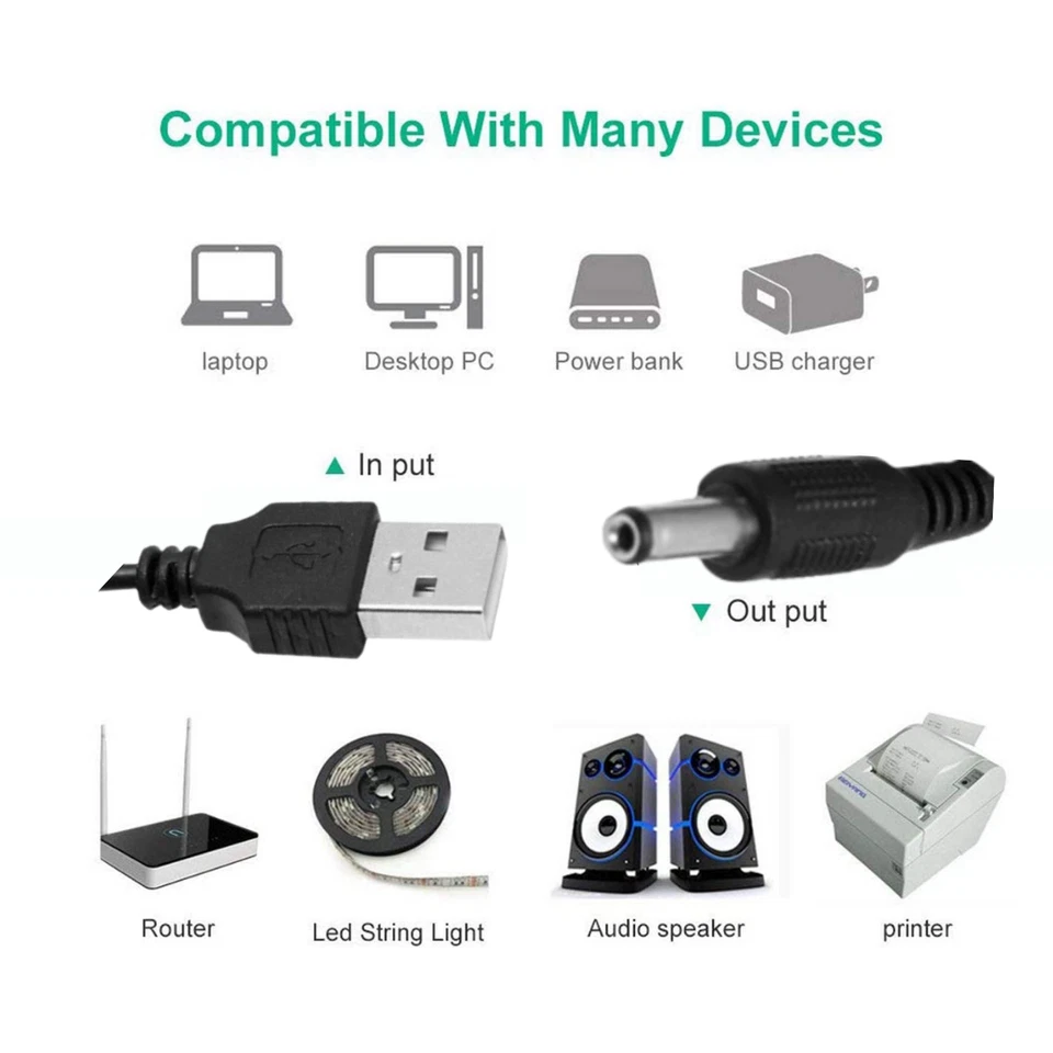 Câble D'Alimentation USB B62 Vers Prise DC 5.5 X 2.1Mm Câble De Charge 50Cm - Photo 4/4