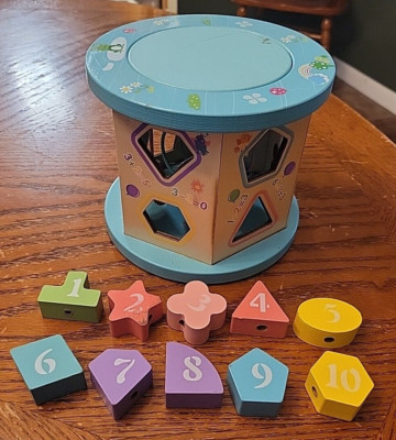 Six Sided Intelligence Box Beads Wooden Activity Cube w/ Bead Maze Shape Sorter