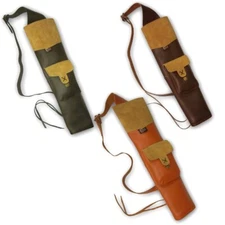 LONGBOW/HORSE BOW/RECURVE/COMPOUND BOW LEATHER SHOULDER BAG BACK ARROW QUIVER
