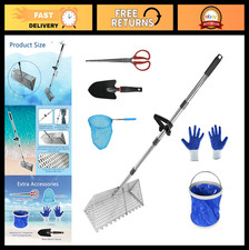 Beach Sand Flea Rake Set  Sifter, Stainless Steel Shark Tooth Tool, 16" Basket,