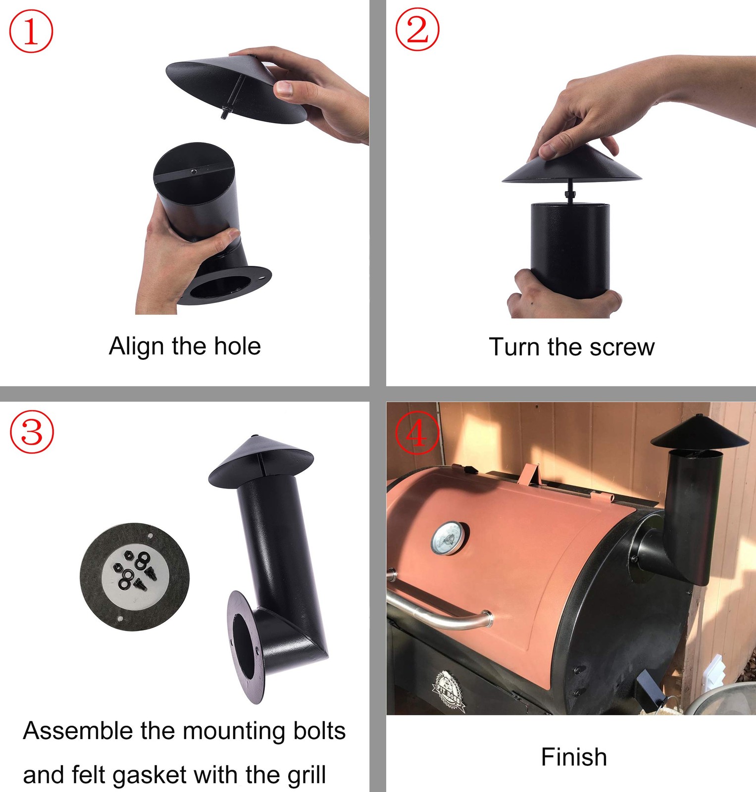 Grill Smoke Stack for Pit Boss, Traeger, Camp Chef and Other Pellet Grills Sm...