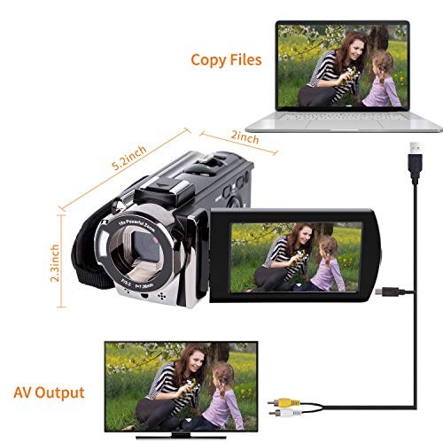 Video Camera Camcorder Digital Camera Recorder Full HD 1080P 15FPS 24MP Black