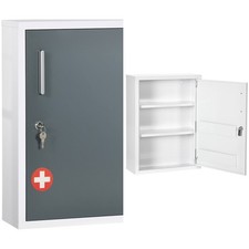 kleankin Mobiletto Porta Medicinali con 3 Ripiani e Blocco con Chiavi in Acciaio