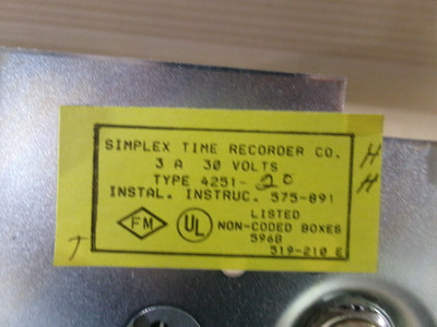 New Simplex 4251-20 3A 30Volts Pull Down Fire Alarm Station AK