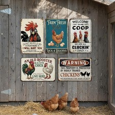 Vintage Inspired Chicken Metal Tin Sign Farmhouse Coop Decor 8x12 Choose Design