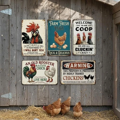 Vintage Inspired Chicken Metal Tin Sign Farmhouse Coop Decor 8x12 Choose Design