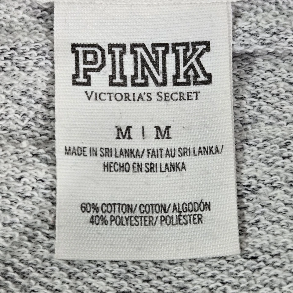 Victoria's Secret ROSA Mujer Sudadera con Capucha M Gris Floral Letras Logo Cremallera LEER Foto 3 de 4