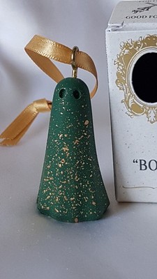 Hanging Xmas 2023 Boo Ghost - Forrest Green & Gold - York Ghost Merchants - NEU